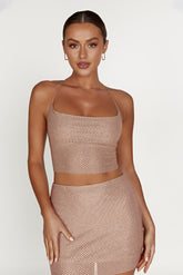 Tamra Strappy Diamante Top - Nude