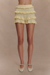 Amy Pointelle Knit Frill Bloomers - Lemon