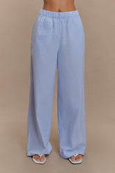 Hansen Wide Leg Pants - Blue Pinstripe