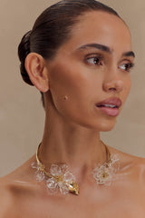 Naomi Acrylic Flower Necklace - Gold