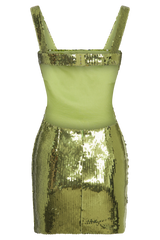 Adoria Sequin Cut Out Mini Dress - Green