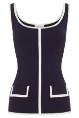 Becky Contrast Knit Top - Navy & Ivory