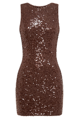 Anastasia Sequin Mini Dress - Chocolate