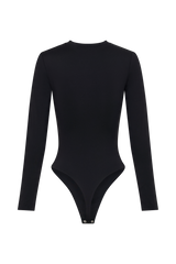 Delilah Long Sleeve Crew Neck Bodysuit - Black