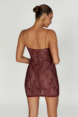 Juliet Lace Mini Dress - Wine