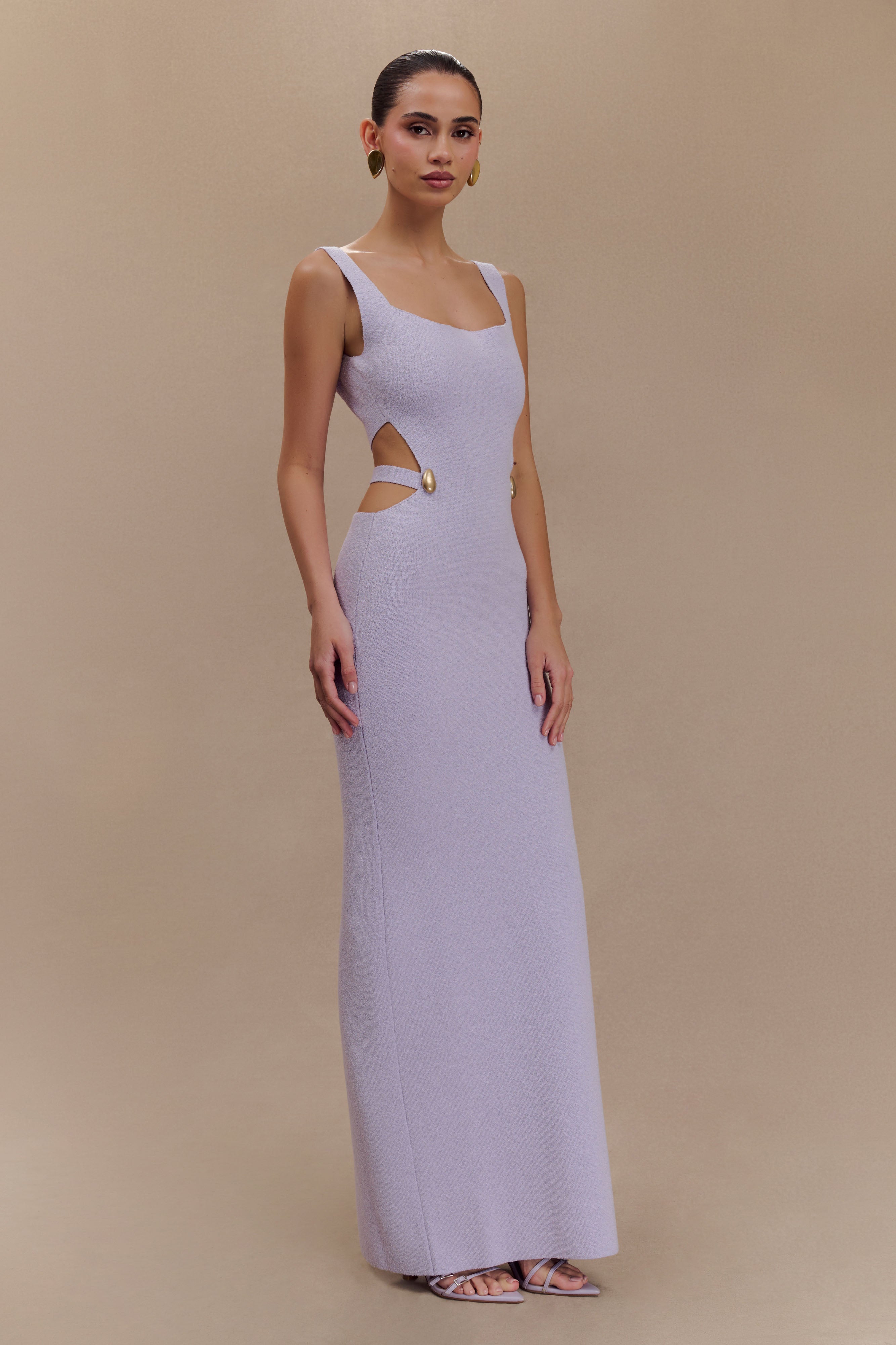 Alysanne Cut Out Knit Maxi Dress - Lilac