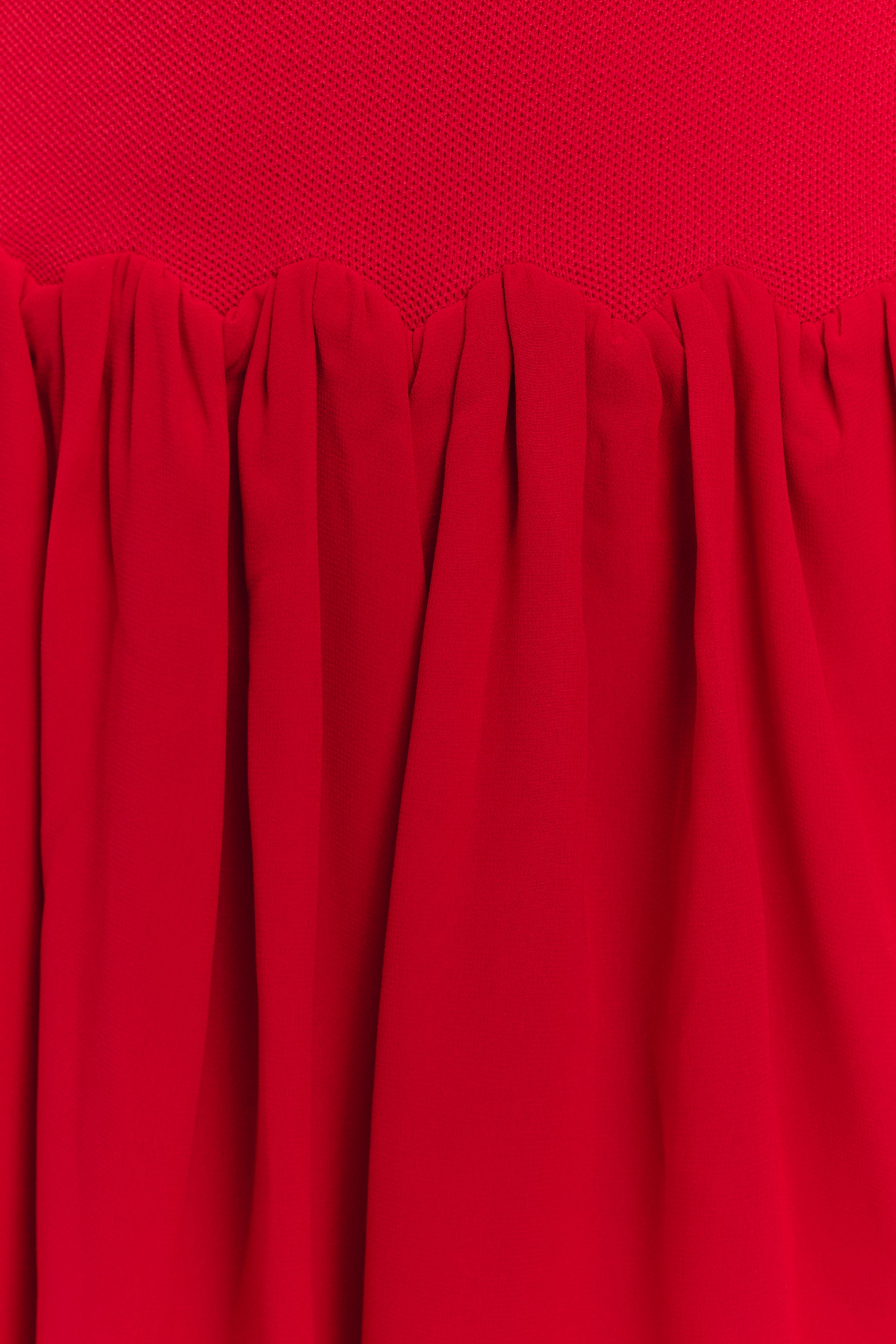 Ashleigh Knit And Chiffon Mini Dress - Red