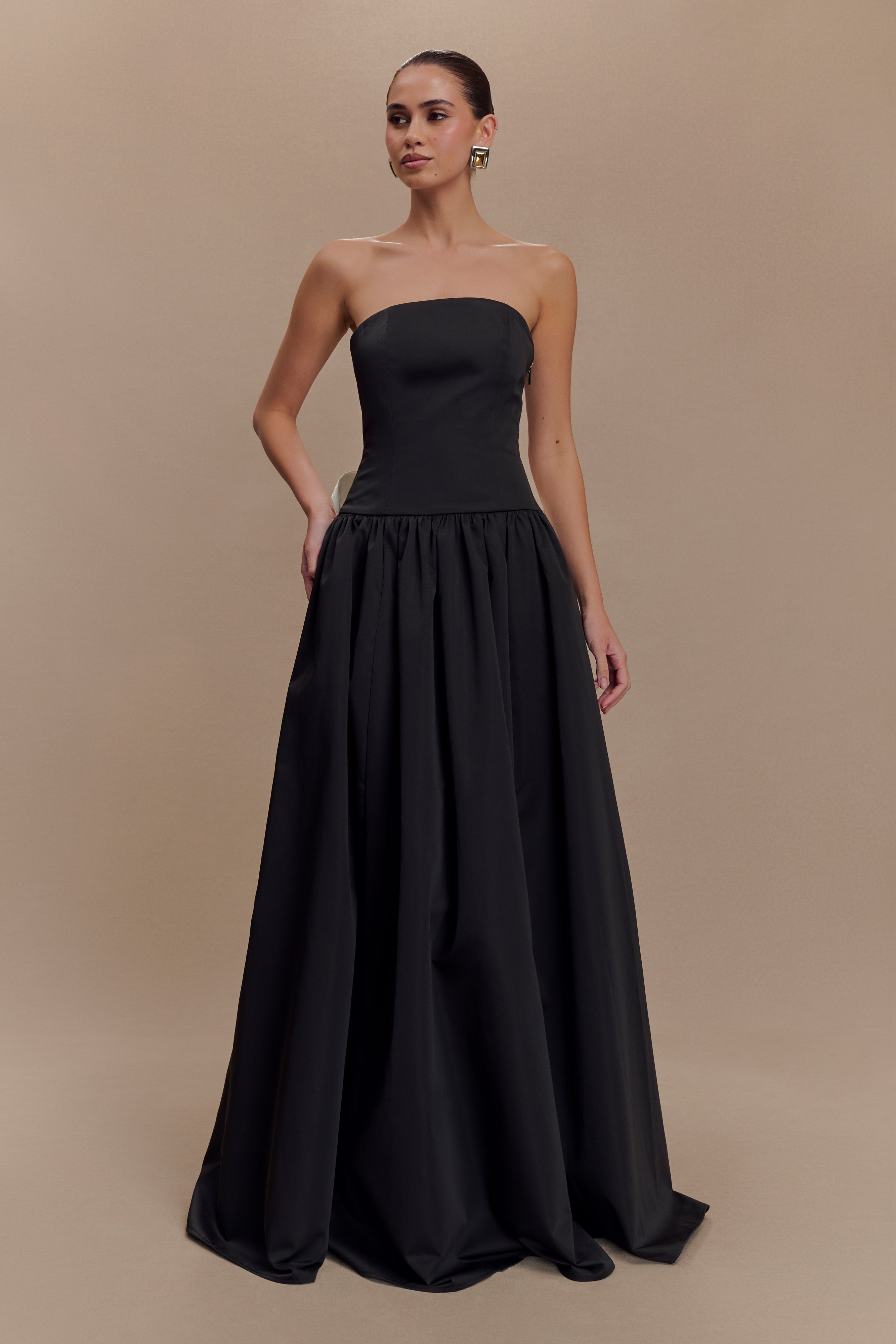 Frances Strapless Bow Maxi Dress - Black