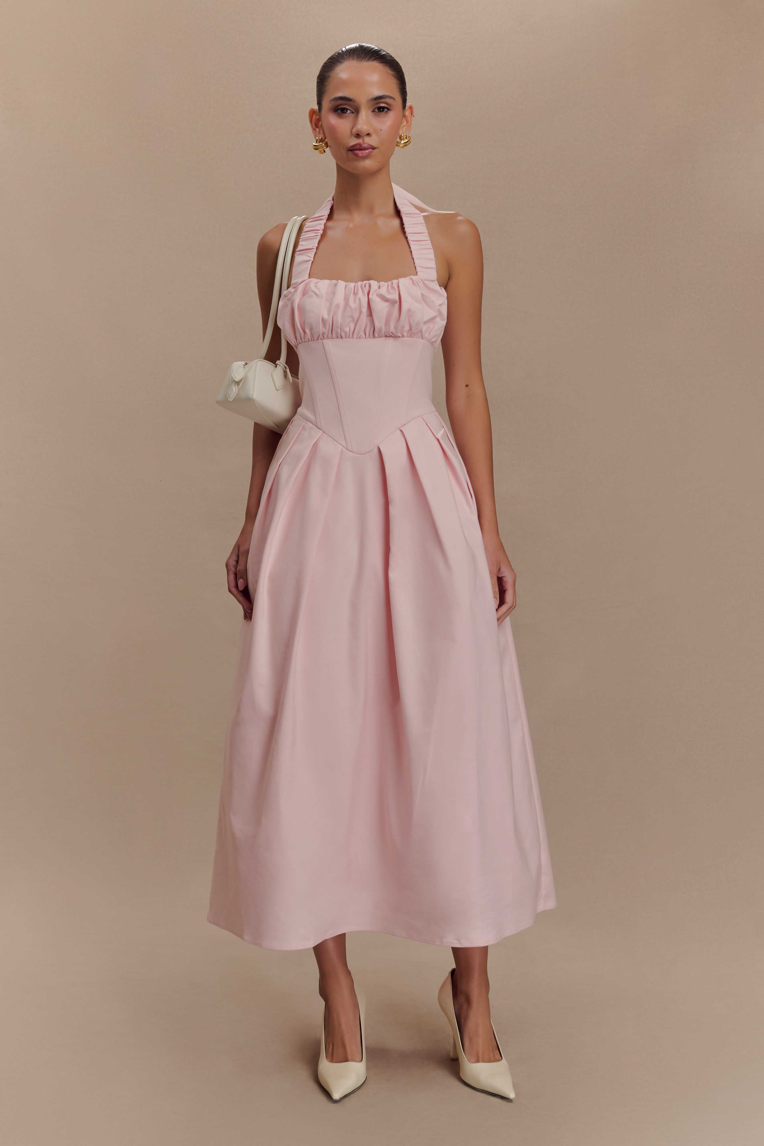 Candy Halter Midi Dress - Ballet Pink