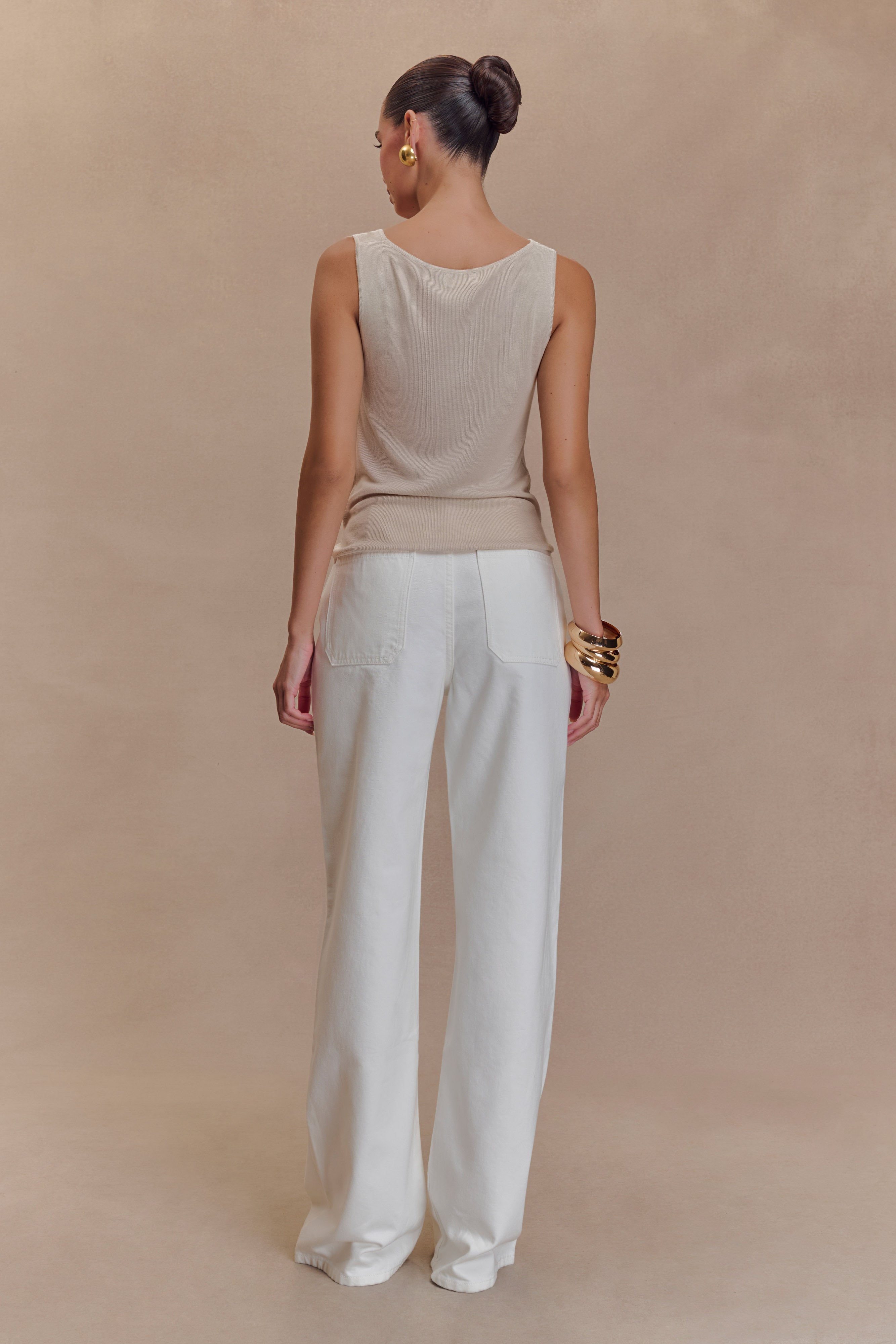 Caitlin Mid Rise Denim Flare Jeans - White