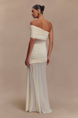 Dallas One Shoulder Mesh Maxi Dress - Ivory