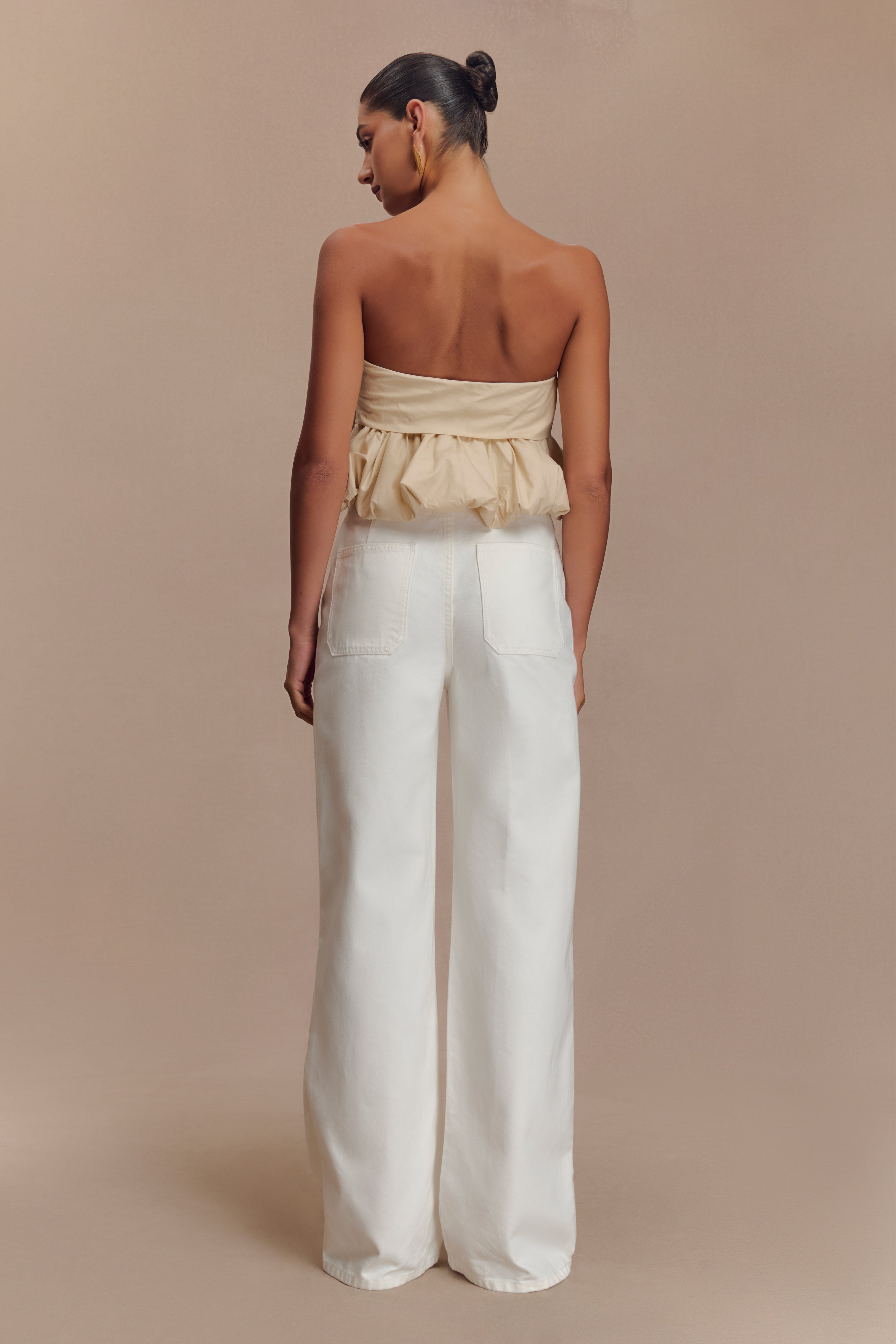 Caitlin Mid Rise Denim Flare Jeans - White