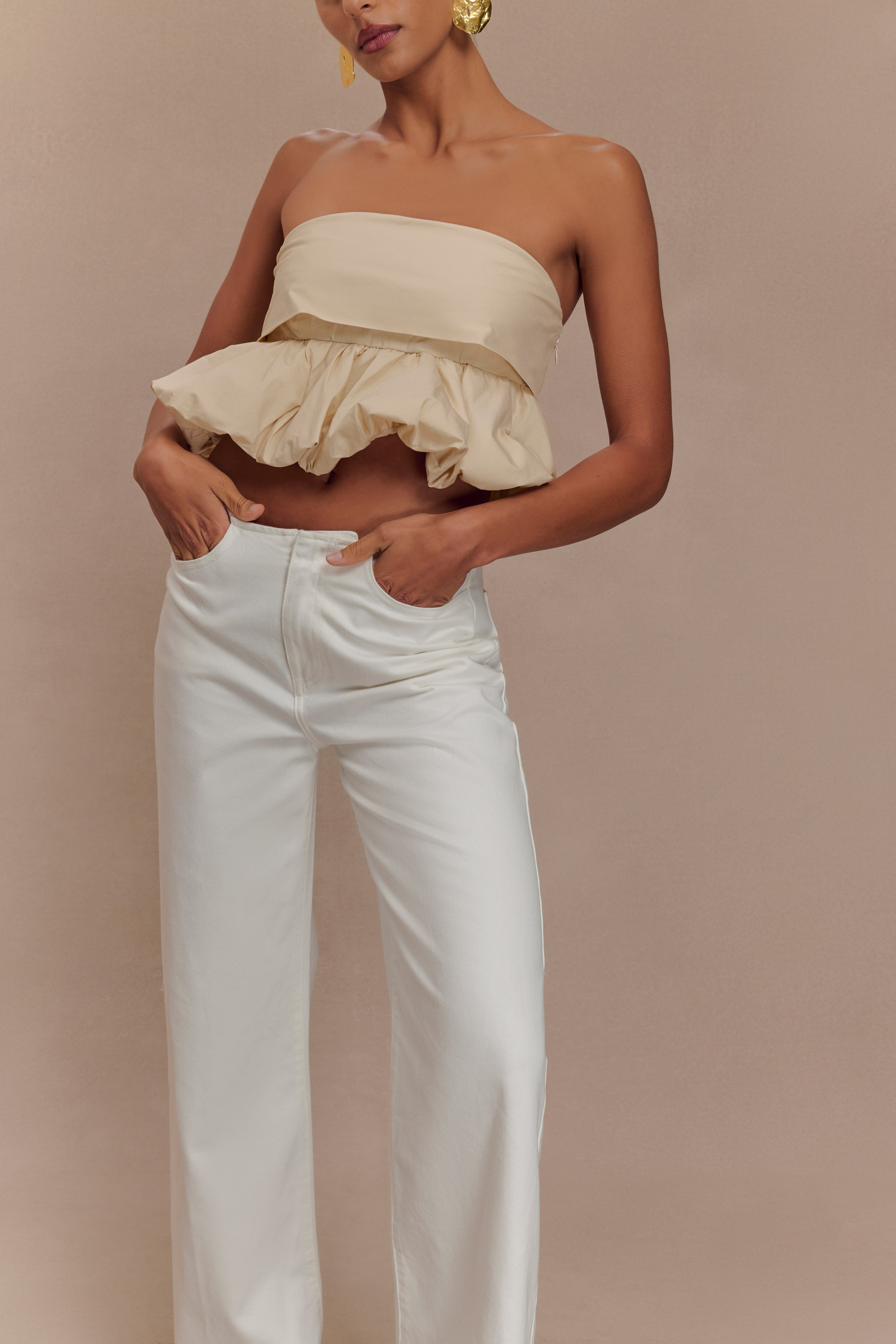 Caitlin Mid Rise Denim Flare Jeans - White