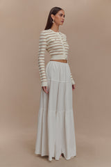 Tanner Striped Knit Cardigan - Nude/White
