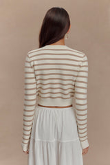 Tanner Striped Knit Cardigan - Nude/White