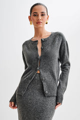 Genevieve Oversized Knit Cardigan - Charcoal Marle