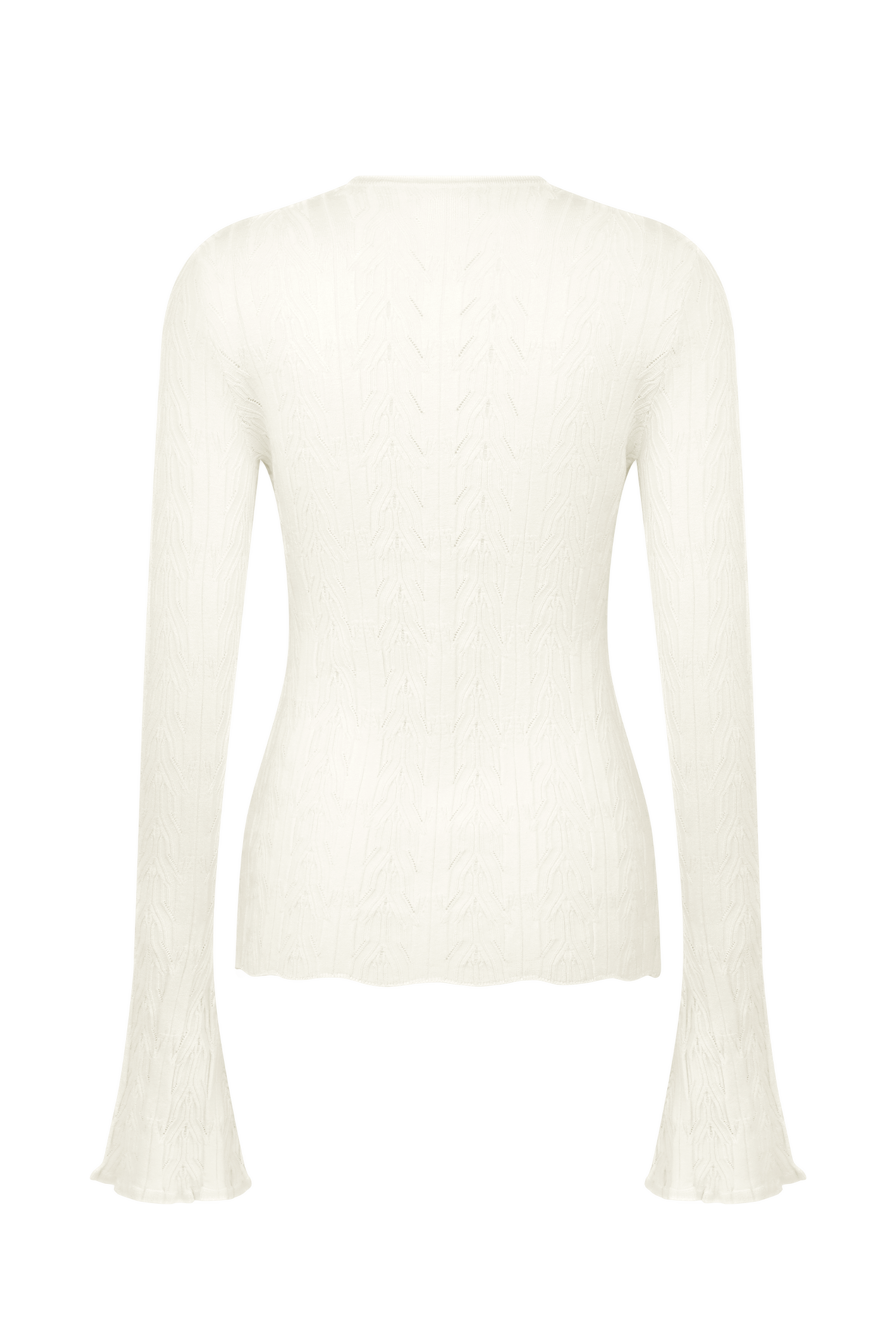 Amy Pointelle Bell Sleeve Cardigan - Ivory