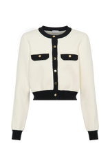 Tabitha Contrast Knit Cardigan - Ivory