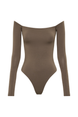Peta Off Shoulder Modal Long Sleeve Bodysuit - Coco