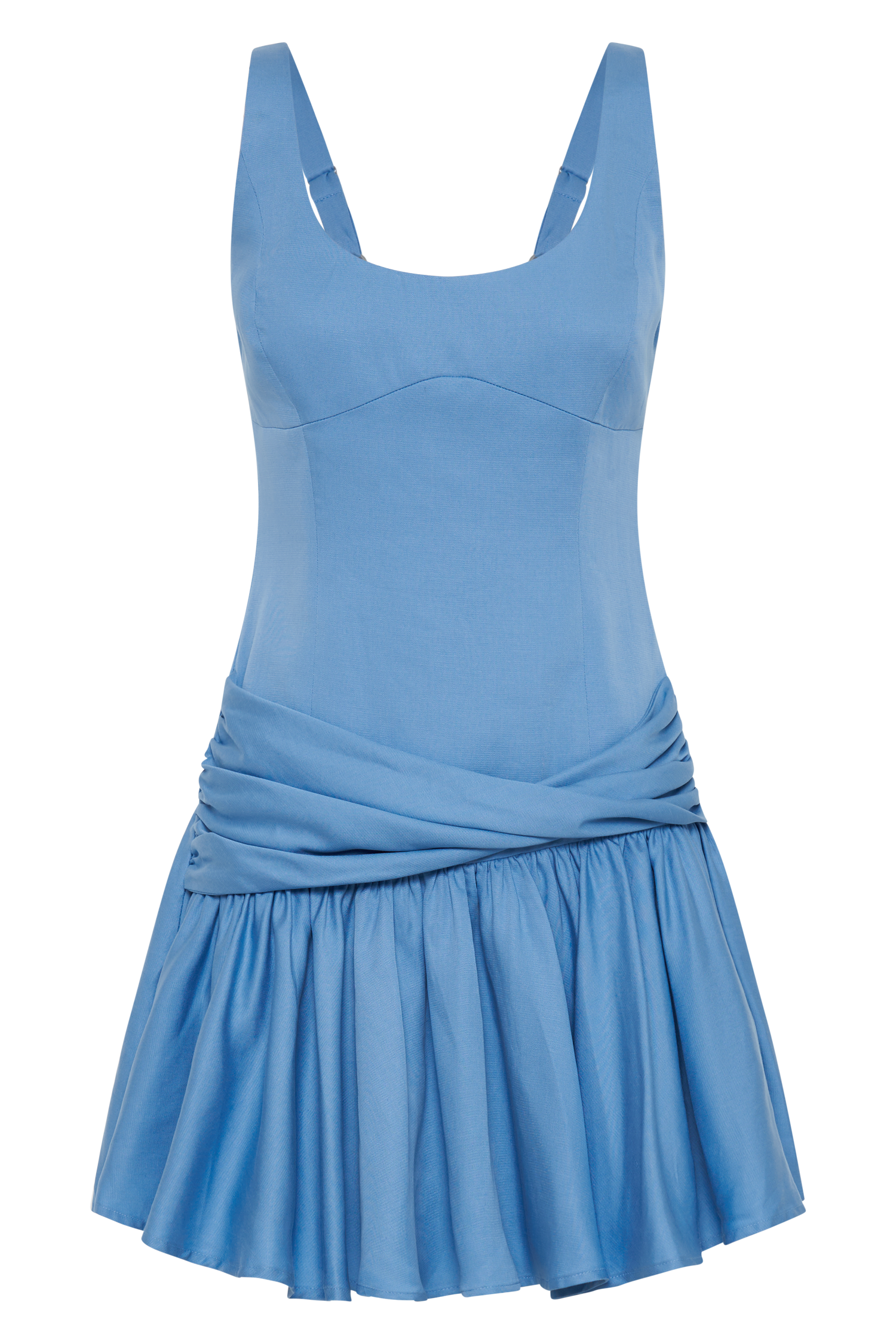 Alvara Cotton Puffy Mini Dress - Iris Blue