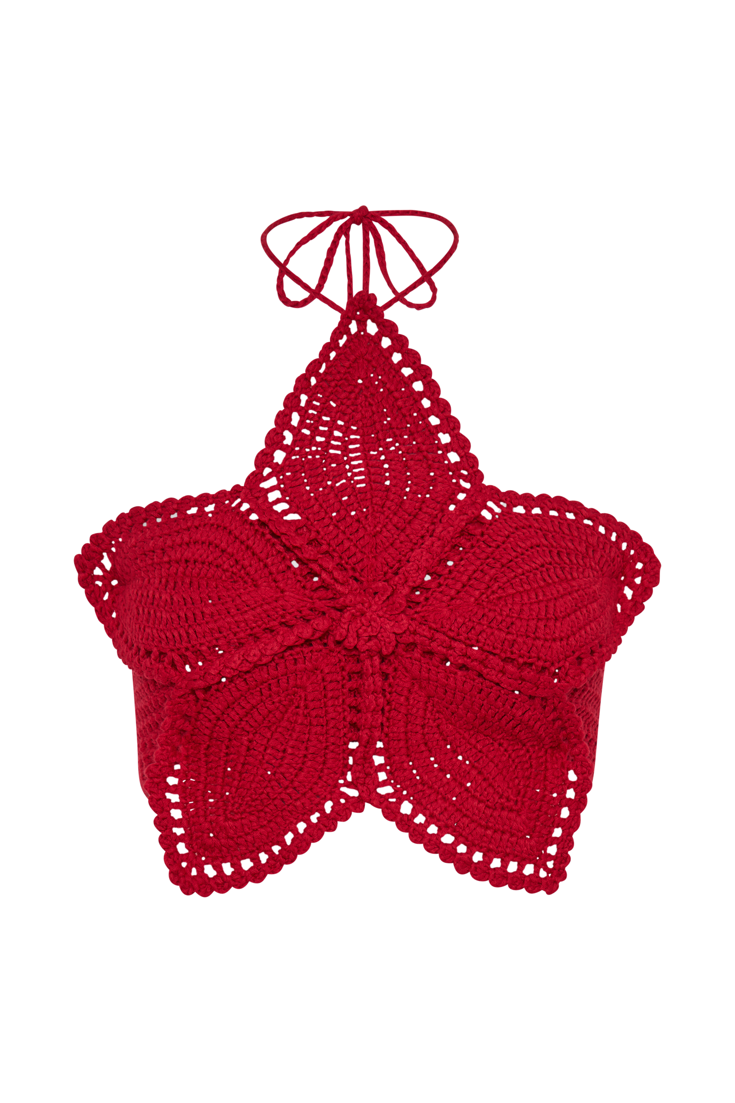 Bailey Floral Crochet Halter Top - Pomegranate