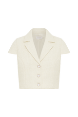 Parisa Boucle Button Up Top - Ivory