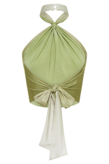 Bronwyn Slinky Halter Crop Top - Ombre Vintage Olive