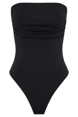 Romina Recycled Nylon Ruched Bodysuit - Black