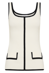 Becky Contrast Knit Top - Ivory & Black