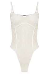 Amelia Monogram Bodysuit - White