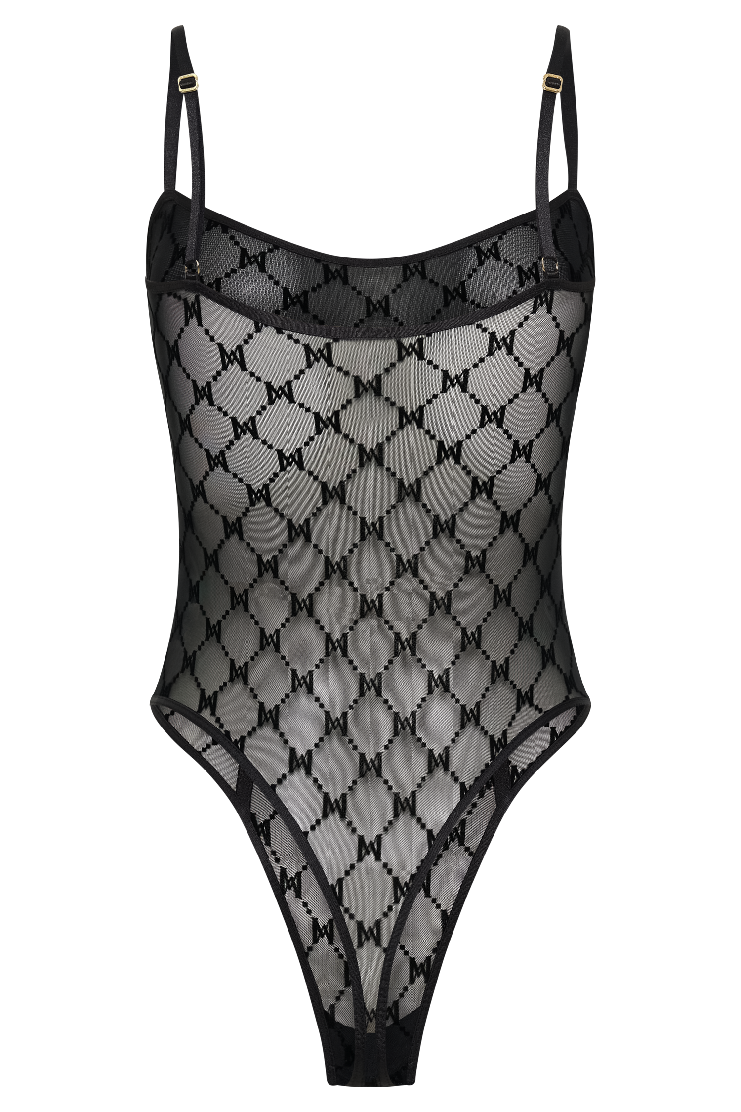 Amelia Monogram Bodysuit - Black