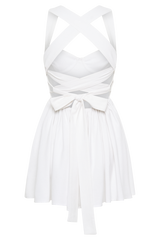 Loz Tie Back Linen Mini Dress - White