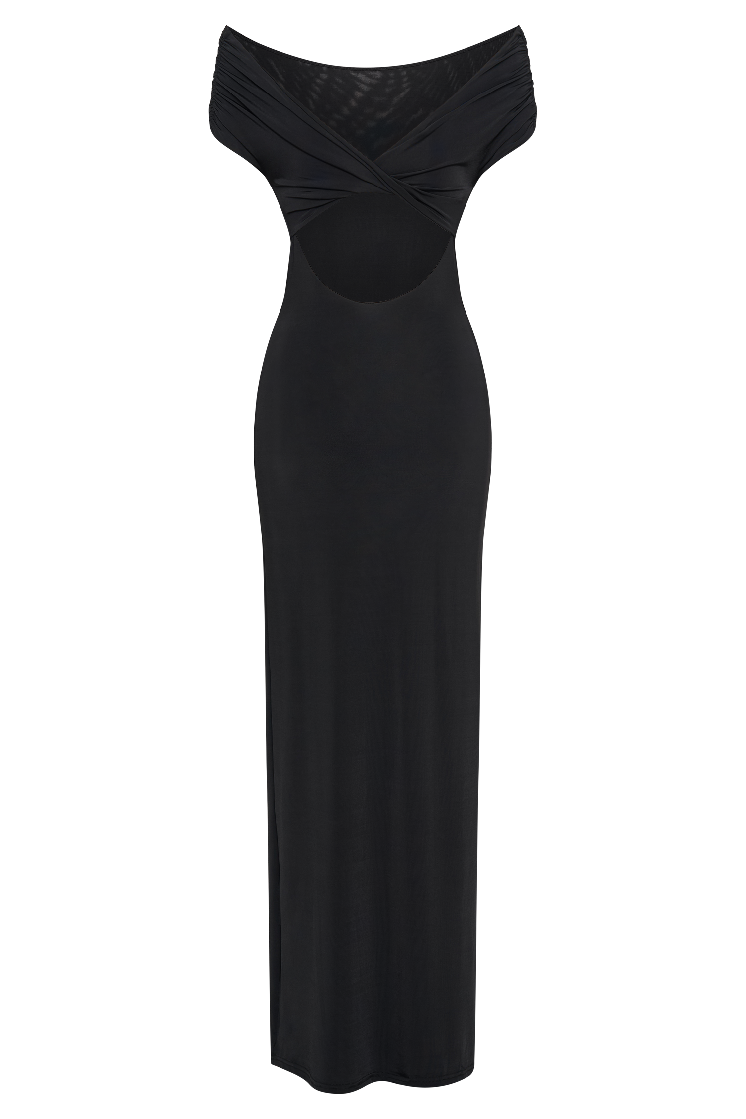 Imogen Off Shoulder Slinky Maxi Dress - Black