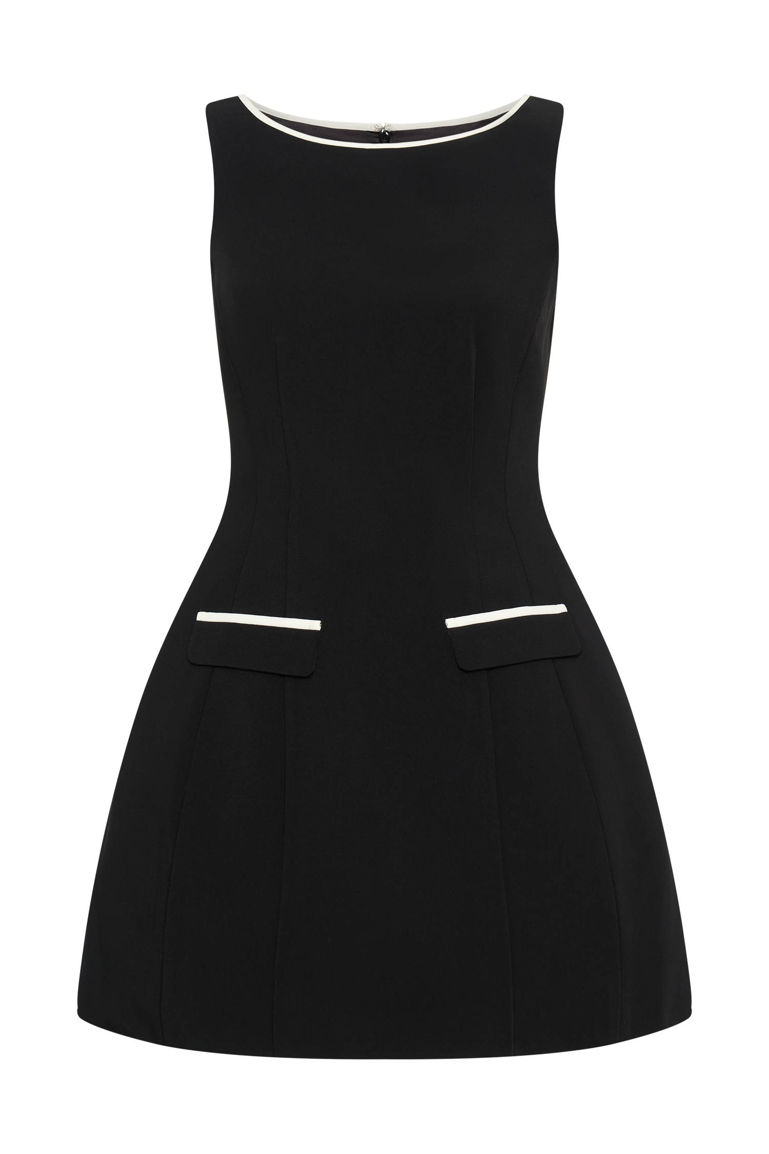 Evanna Sleeveless Contrast Suiting Mini Dress - Black