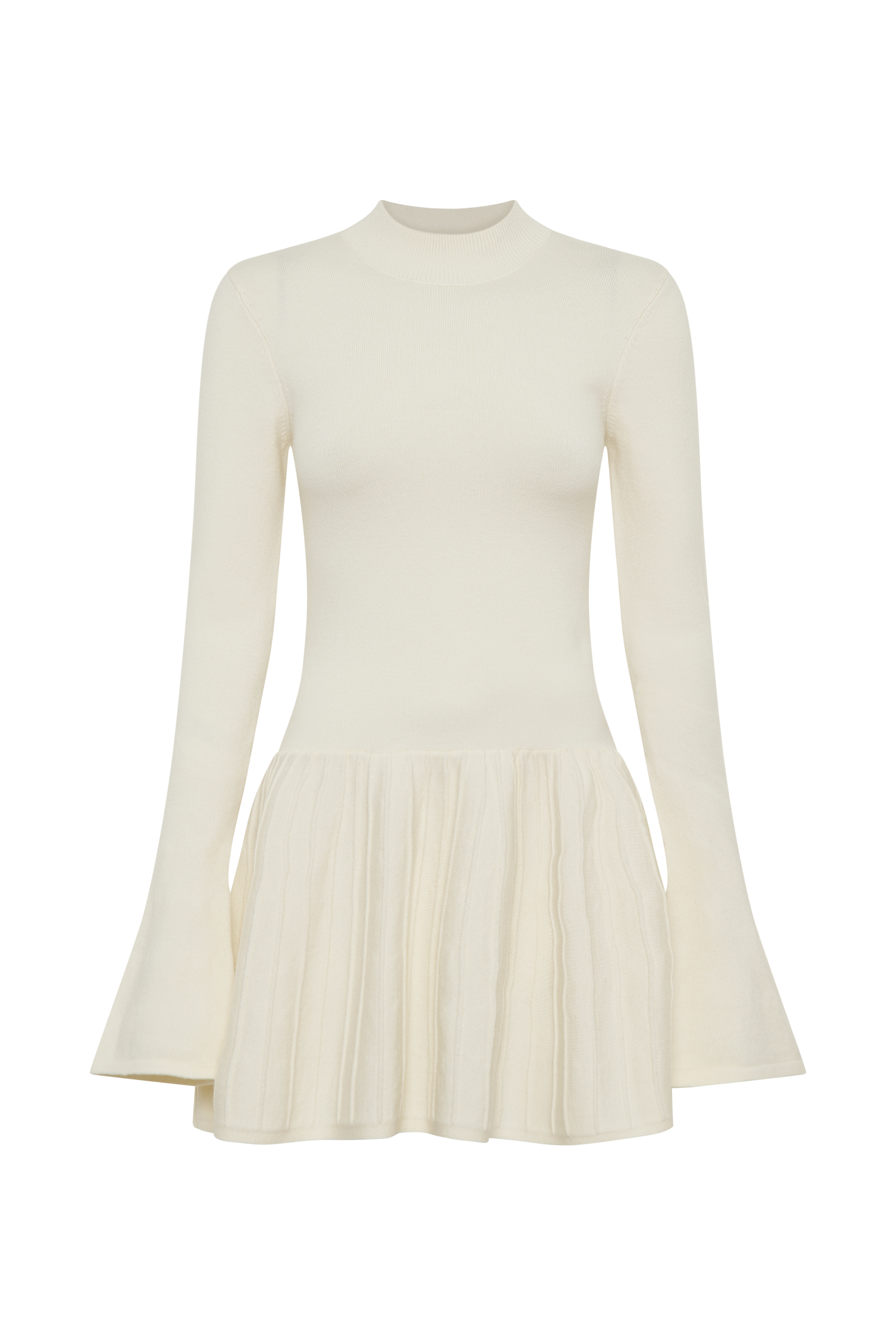 Blair Knit Mini Dress With Pleats - Ivory