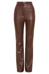 Tyra Straight Leg Faux Leather Pants - Chocolate