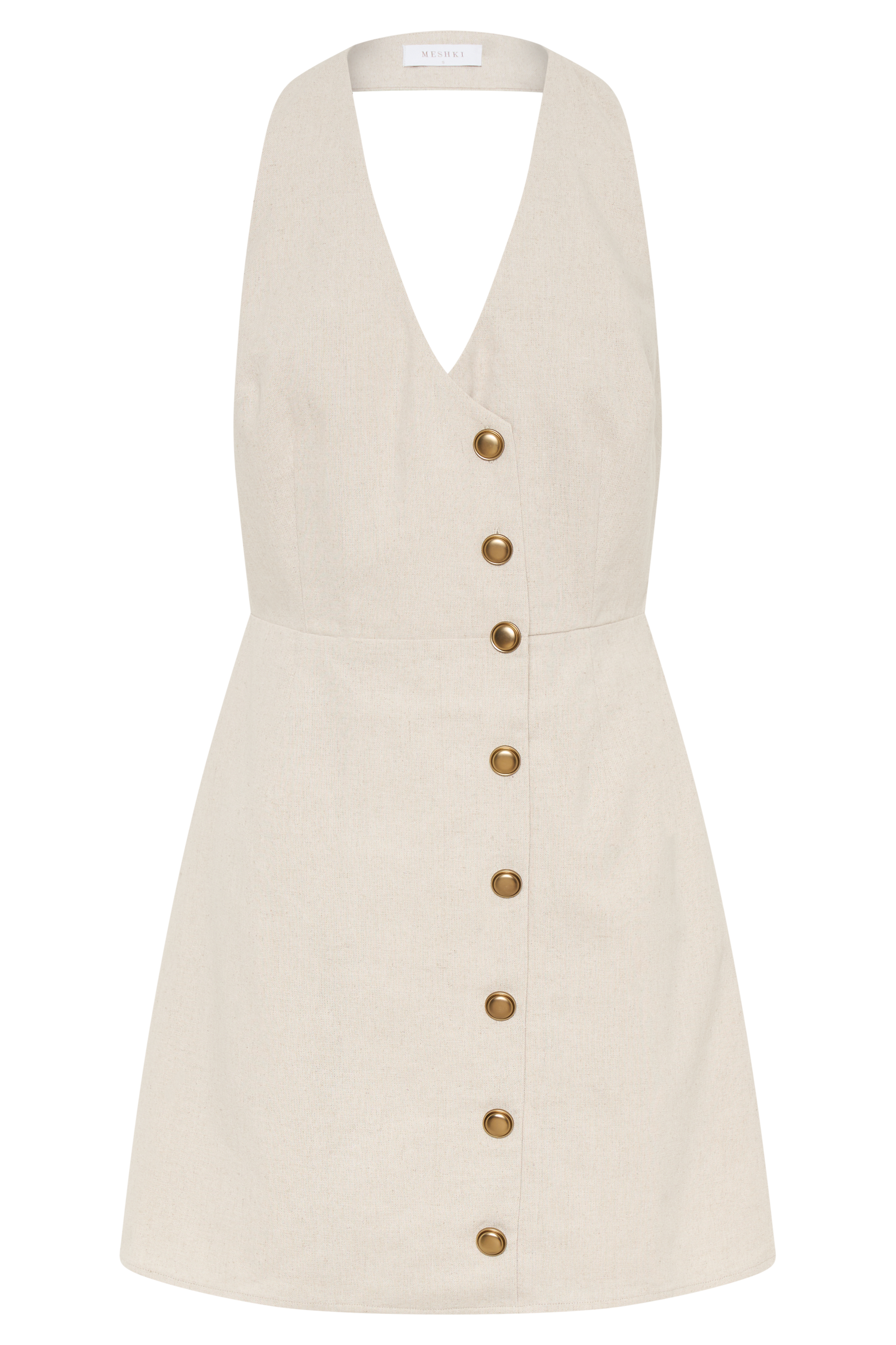 Lorraine Linen Halter Mini Dress - Natural