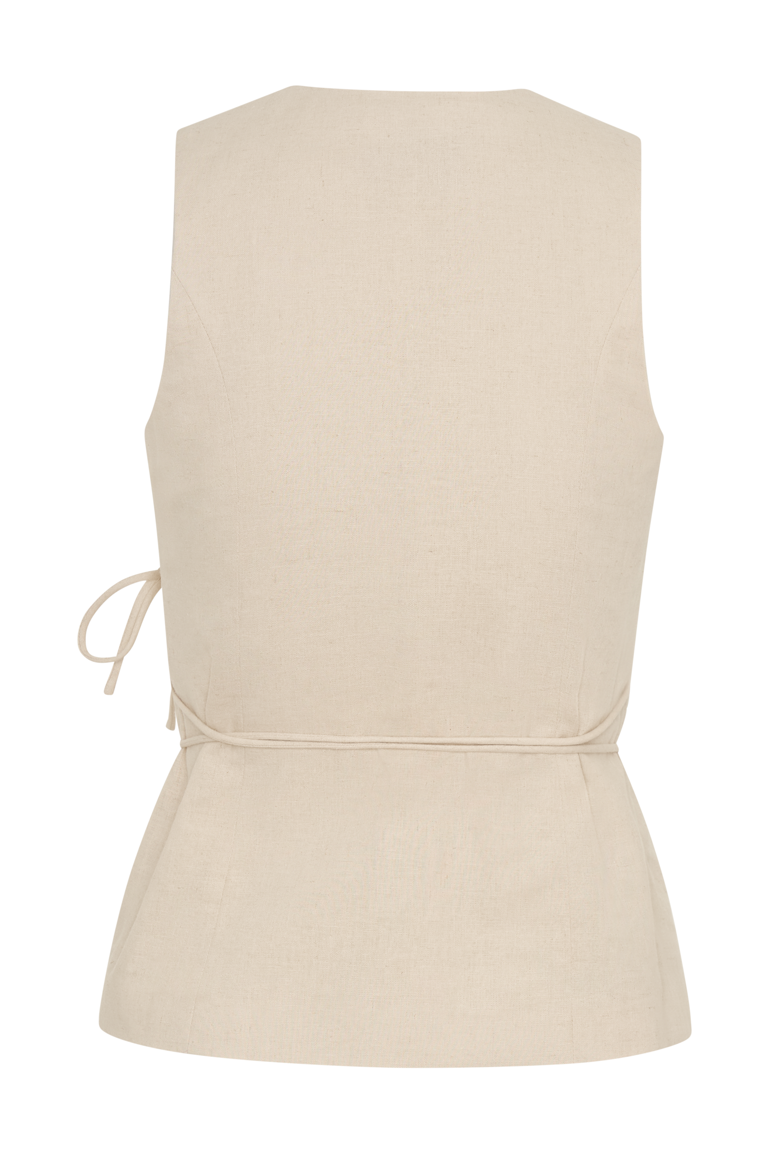 Brandi Linen Sleeveless Wrap Top - Wheat Marle