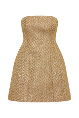 Gala Strapless Tweed Mini Dress - Gold