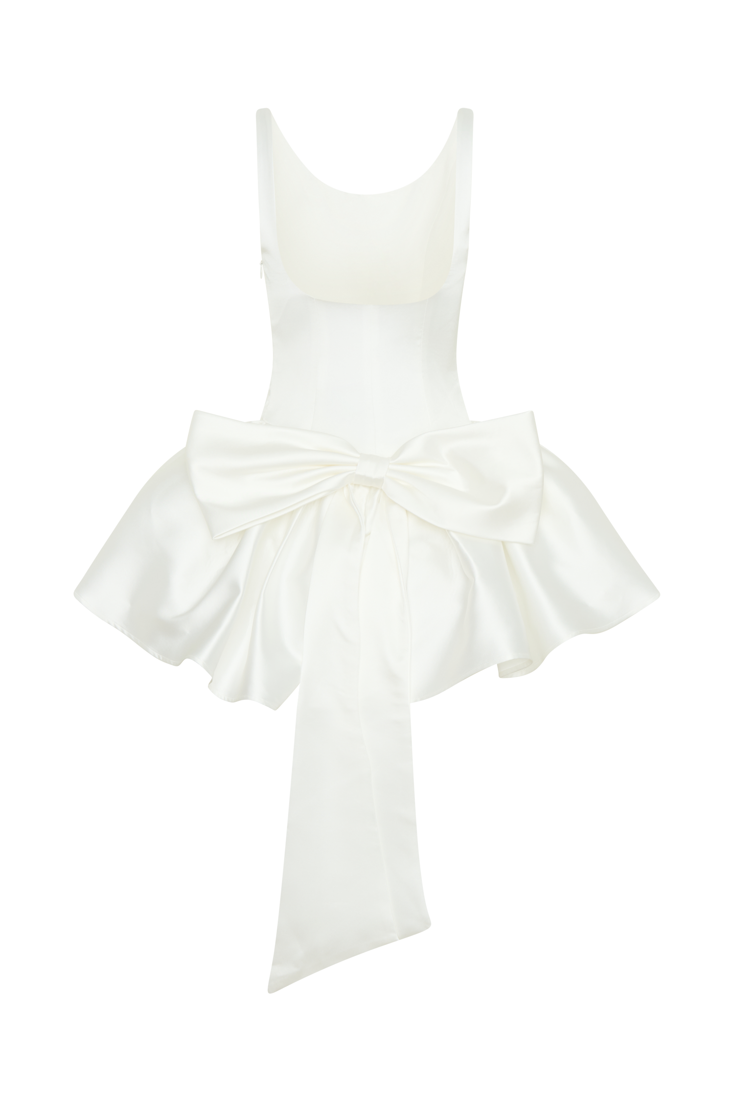 Felicia Satin Mini Dress With Bow - White