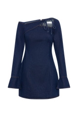Cece Denim Mini Dress With Ties - Indigo Blue