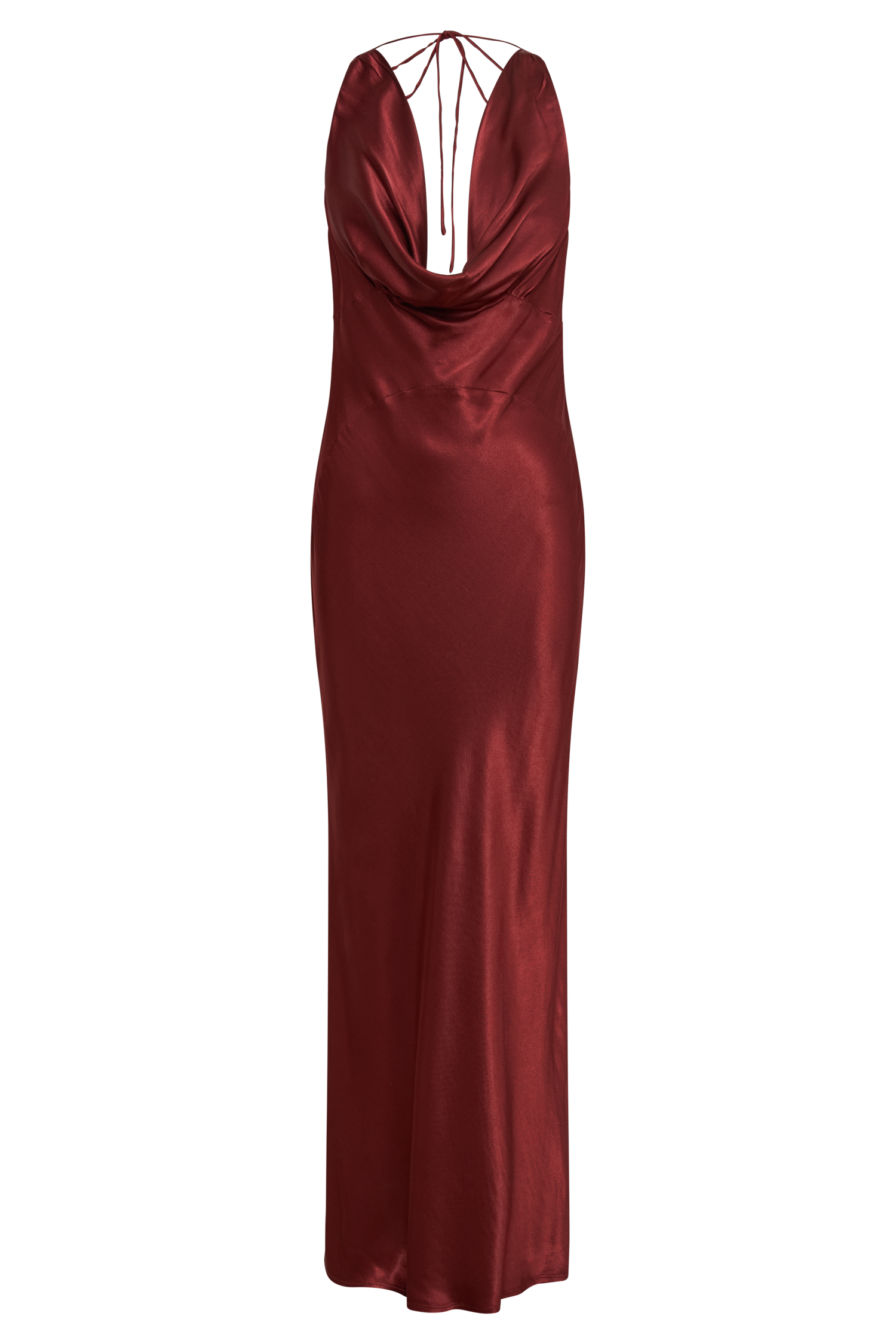 Angelique Satin Cowl Back Maxi Dress - Berry