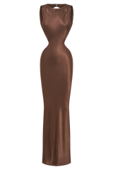 Electra Satin Cut Out Maxi Dress - Mocha