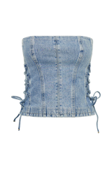 Scheana Denim Corset - Mid Blue