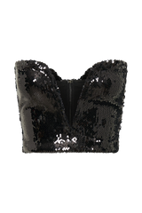 Zariah Strapless Sequin V Corset - Black
