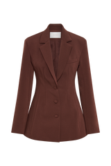 Greer Hourglass Suiting Blazer - Dark Chocolate