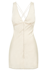 Amiri Satin Mini Dress With Lace - Ivory