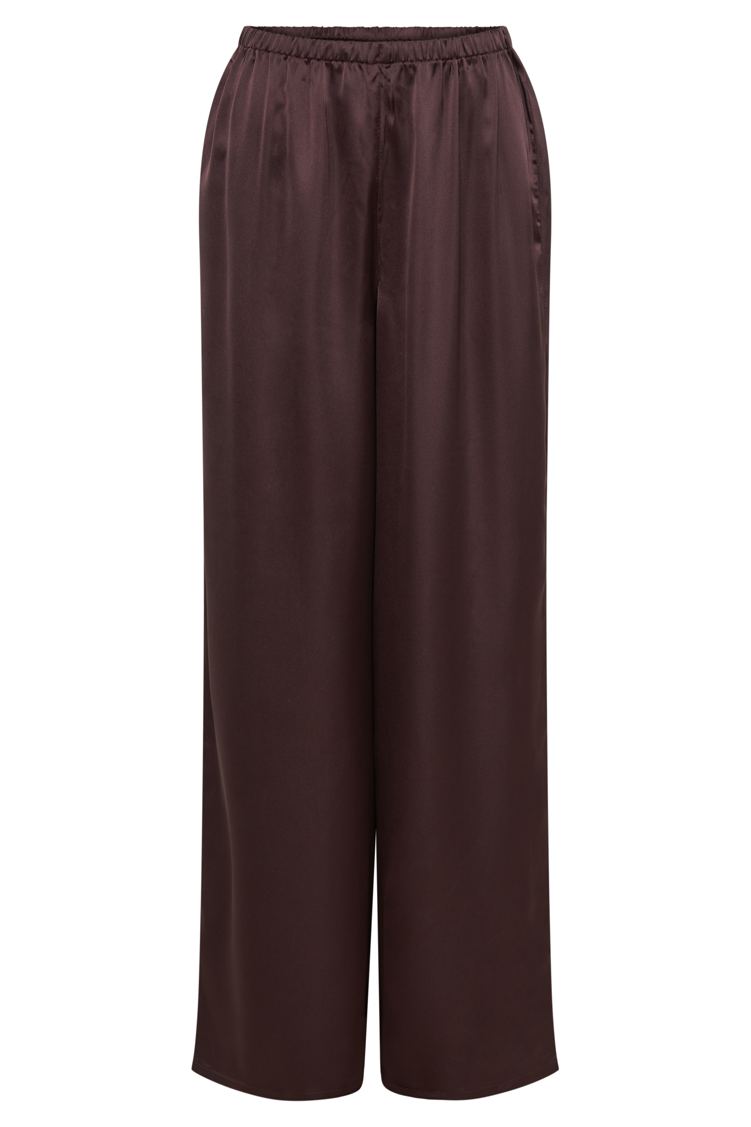 Marciela Satin Straight Leg Pant - Dark Chocolate