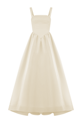 Carla Ruched Gown - Cream Ivory