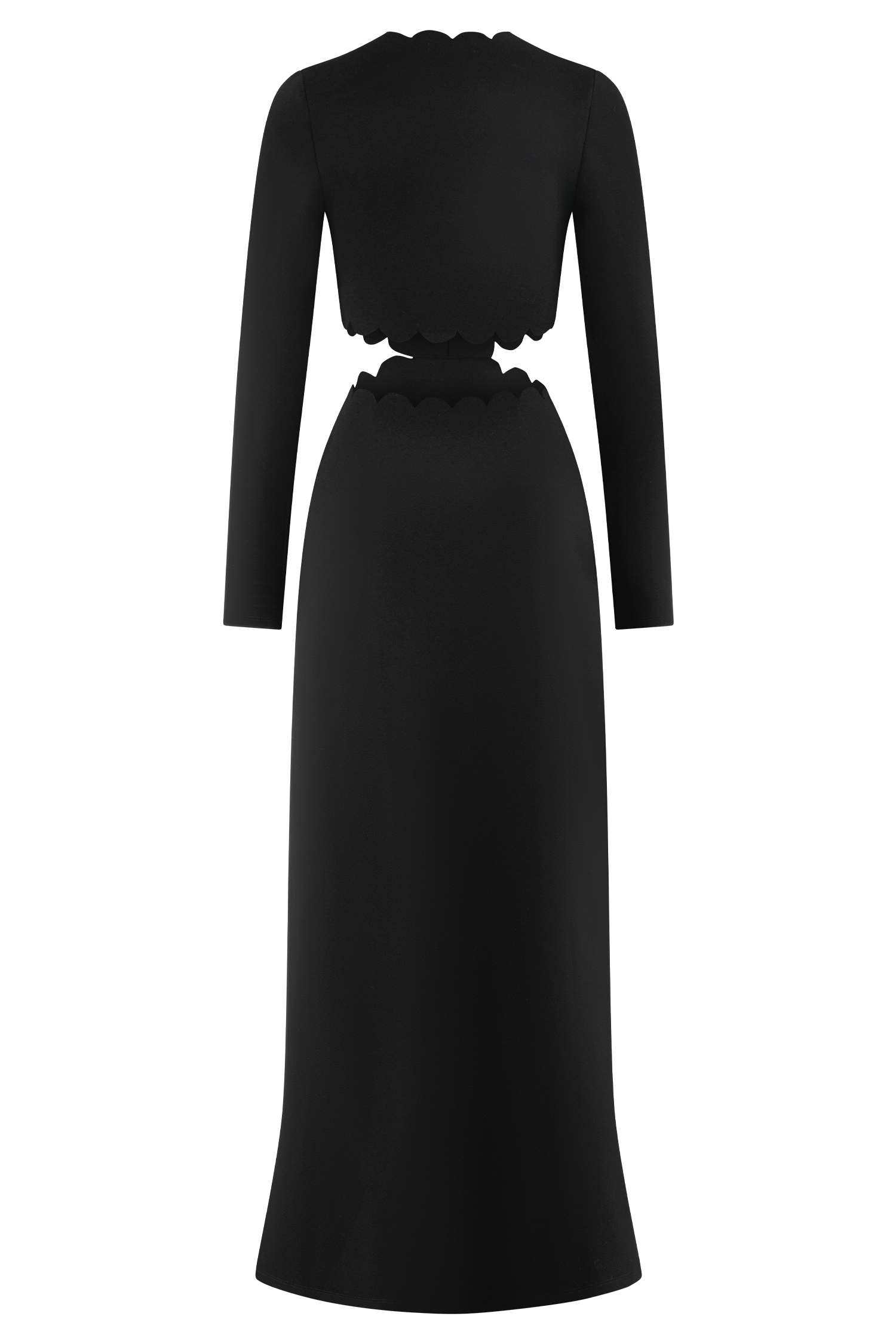 Cynthia Scalloped Halter Maxi Dress - Black